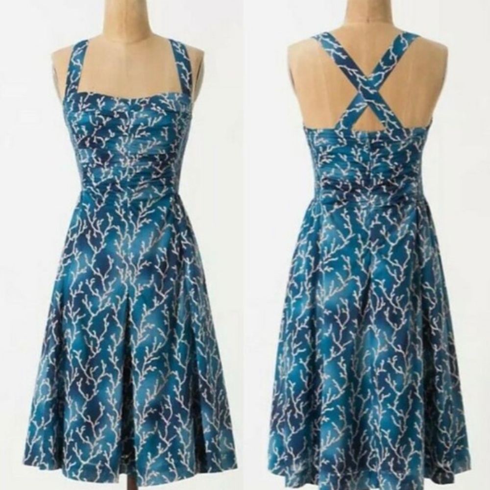 Anthropologie HD in Paris Size 4 Blue Mini Dress